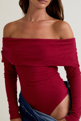 OFF SHOULDER LONG SLEEVE TOP: Green / L