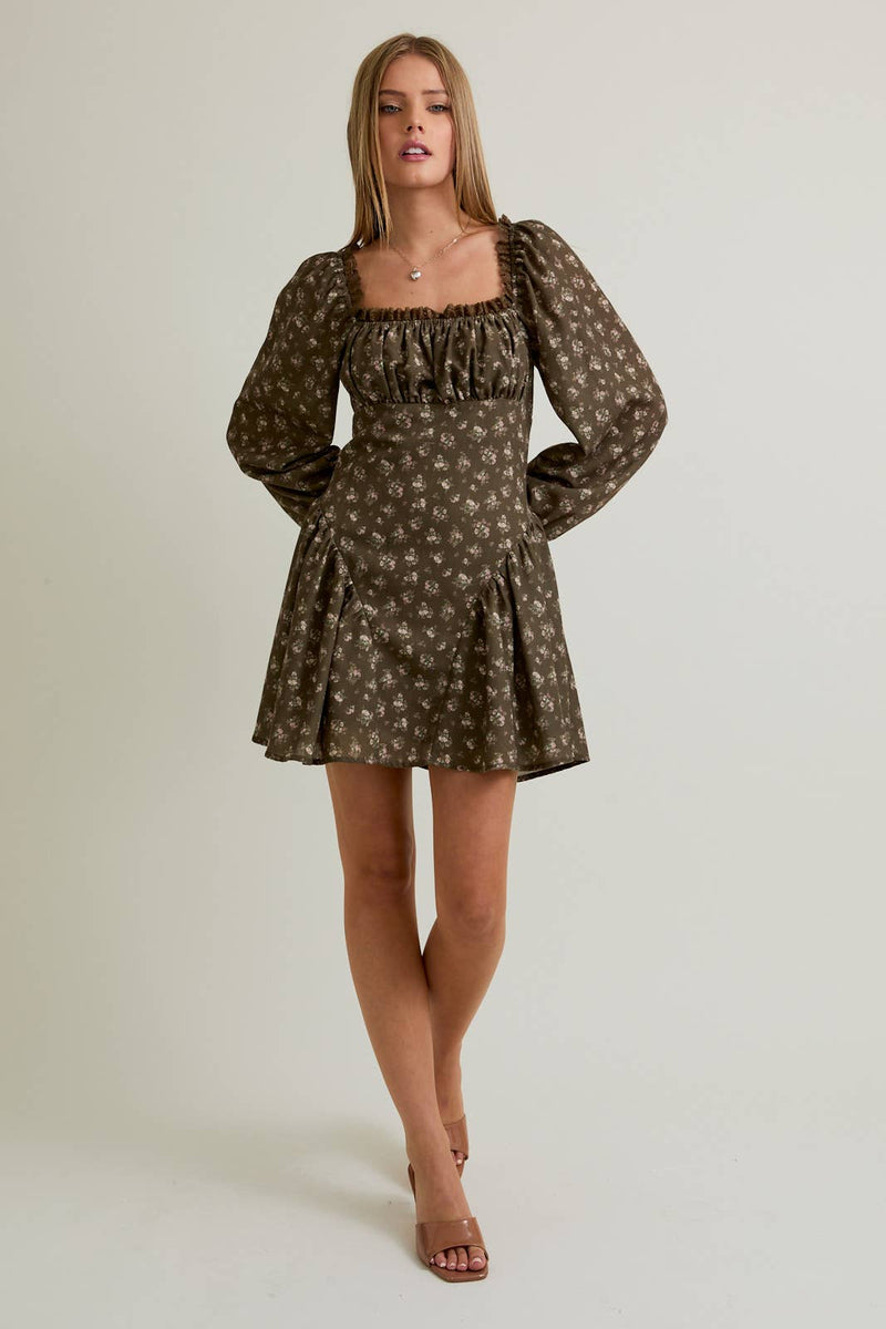 PUFF LONG SLEEVE MINI DRESS XS