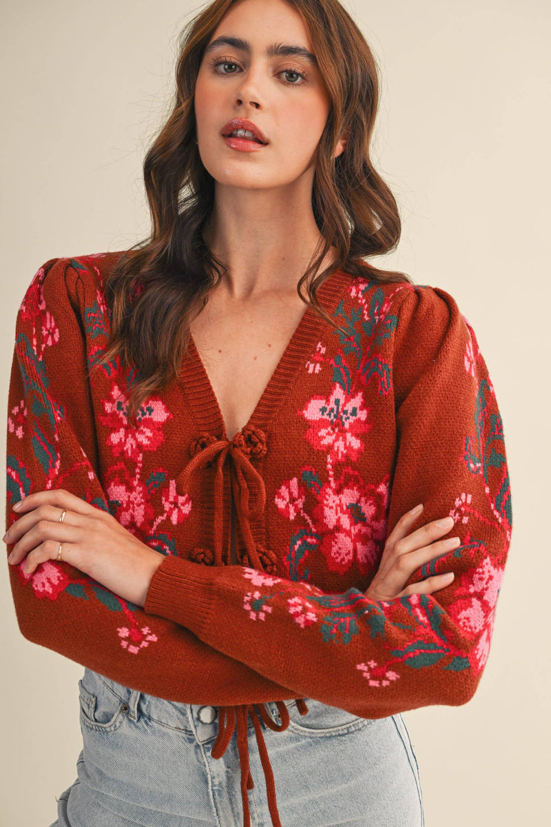 TIE-FRONT CARDIGAN: L