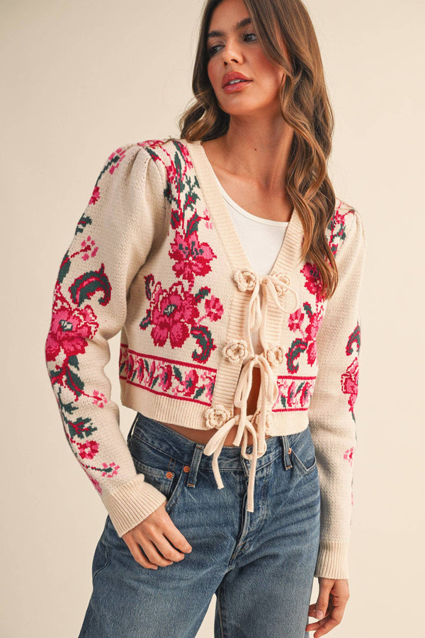 TIE-FRONT CARDIGAN: S