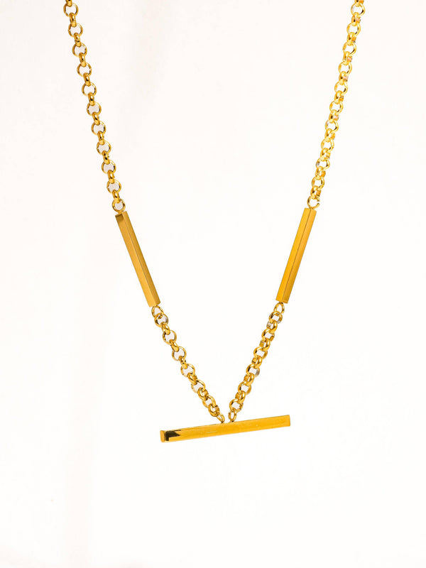 Eli 18K Gold Non-Tarnish Flat Chain Choker: Yellow Gold