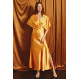 Satin Blouson Maxi Dress