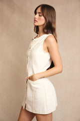 STITCH DETAIL BUTTON DOWN DRESS M