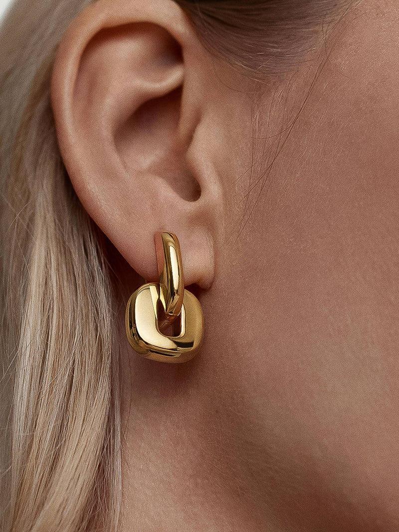 Arliss 18K Gold Non-Tarnish Link Drop Earring: Multi-Colored