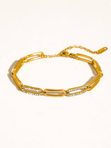 Évasion 18K Gold Non-Tarnish Glam Rhinestone Chain Bracelet: Yellow Gold