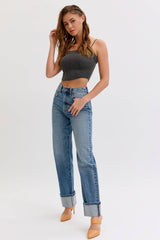 Super High Rise Dad Jean with Cuff [WV19817RS-M]: 3