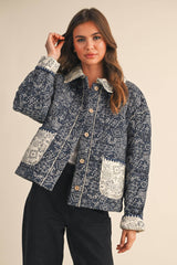 BANDANA PRINT JACKET: Navy / L