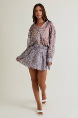 LOW WAIST SHIRT DRESS: WHITE-MOCHA ANIMAL / XS