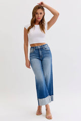 High Rise Crop Wide Leg With Cuff [WV99772M]: 7
