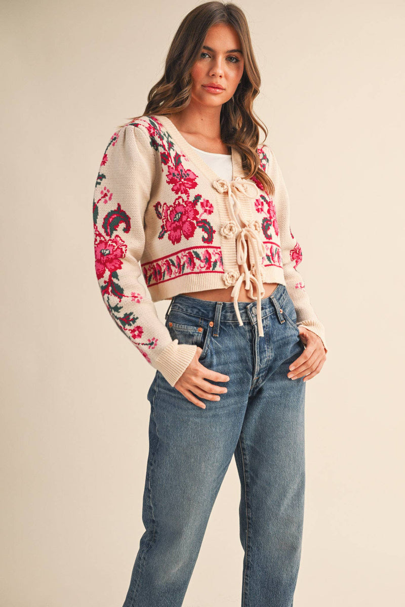 TIE-FRONT CARDIGAN: S