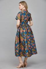 MIDI DRESS: ARMY GREEN MULTI / L