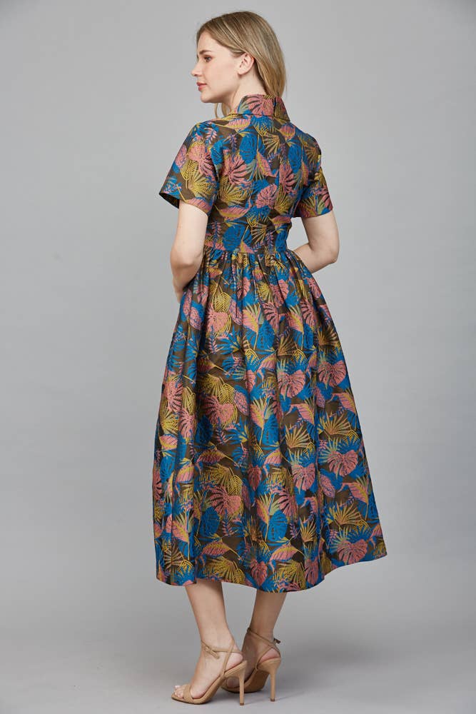 MIDI DRESS: ARMY GREEN MULTI / M