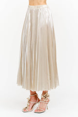 Alessandra Champagne Pleated Skirt S