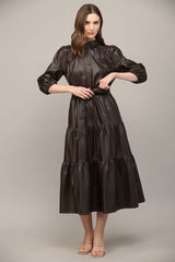 TIERED MIDI DRESS: ECRU / L