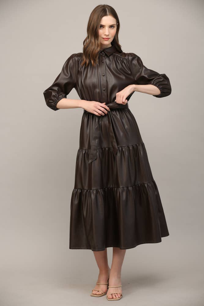 TIERED MIDI DRESS: ECRU / L