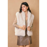 Snow Angel Collared Furry Vest: FRENCH STONE
