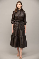 TIERED MIDI DRESS: ECRU / M