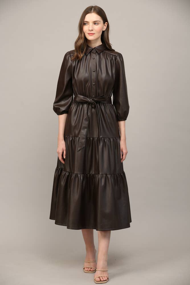 TIERED MIDI DRESS: ECRU / M