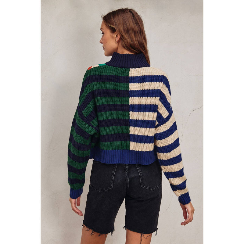 Colorburst Half Zip Collared Sweater: MORNING GLORY / S-M-L(3-2-1)