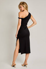 TWISTED SHOULDER DRESS: L