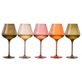 Colored Crystal Wine Glass Set of 5, Large 20 OZ Glasses