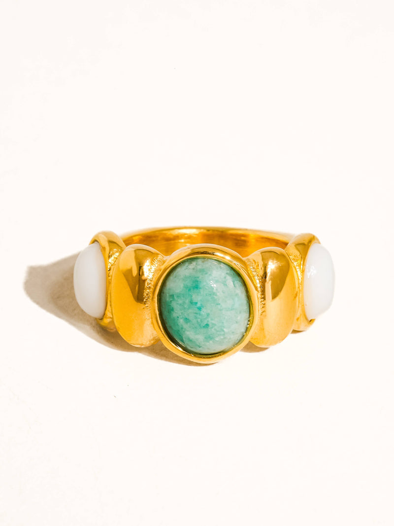 Laurent 18K Gold Non-Tarnish Natural Stone Ring: Blue / 8