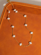 Ida 18K Non-Tarnish Petite Pearl Necklace: Yellow Gold
