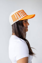 Tennessee Saturday Stretch Canvas Trucker Hat: ORANGEIVORY / O