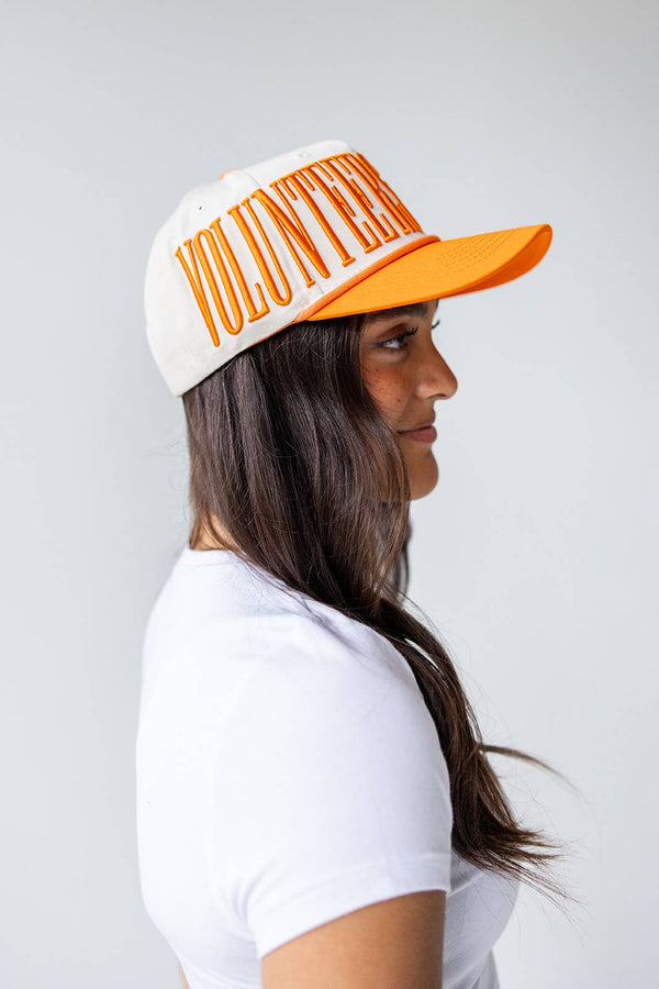 Tennessee Saturday Stretch Canvas Trucker Hat: ORANGEIVORY / O