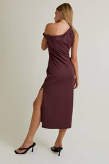 TWISTED SHOULDER DRESS: XS