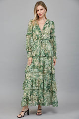 RUFFLE TIERED MAXI DRESS/ S