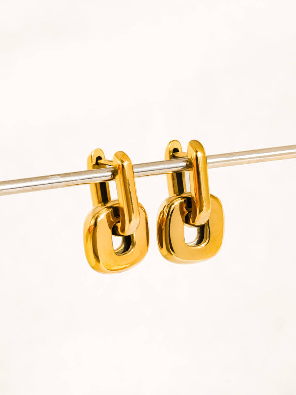 Arliss 18K Gold Non-Tarnish Link Drop Earring: Multi-Colored
