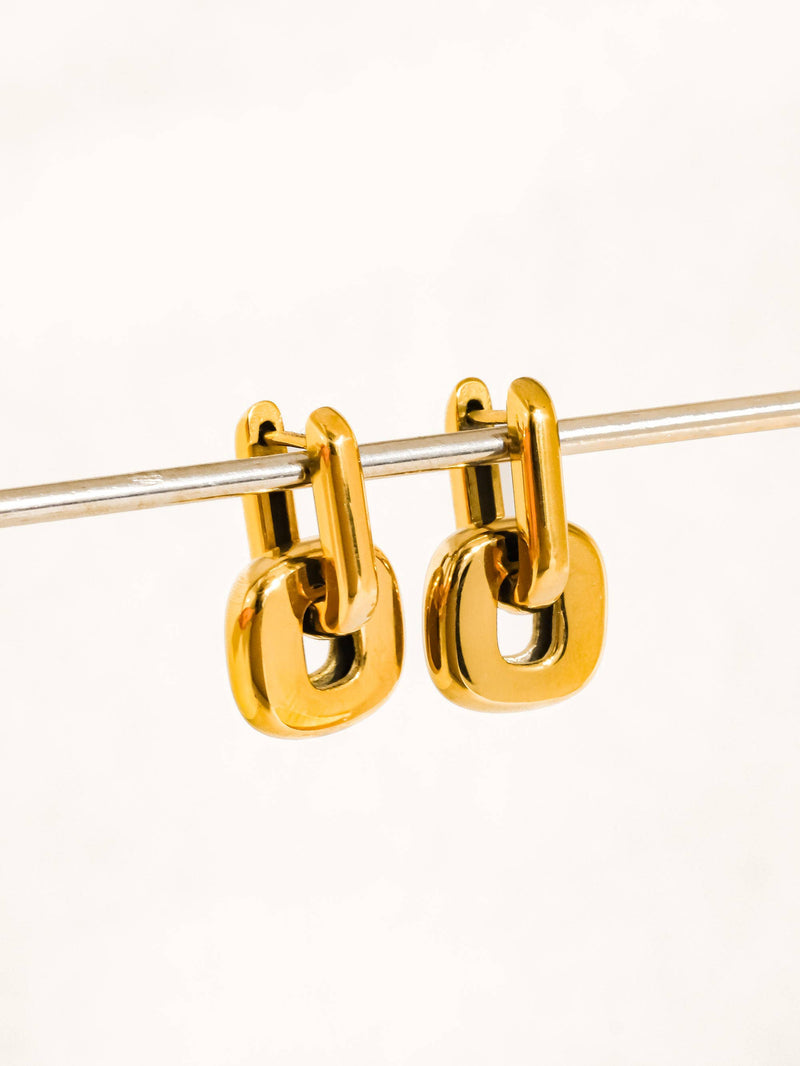 Arliss 18K Gold Non-Tarnish Link Drop Earring: Multi-Colored