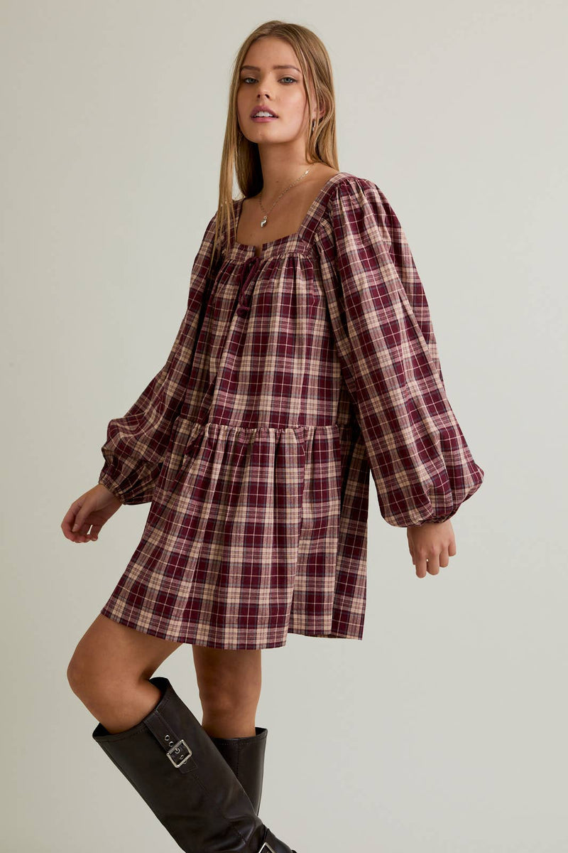 FLANNEL MINI DRESS L