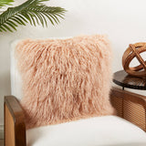 Mongolian Lamb Fur Pillow - Poly Filled: Oyster / Polyester Insert / 12"x20"