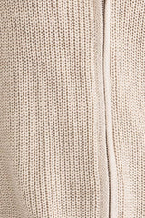 ZIP UP OVERSIZED SWEATER CARDIGAN: Taupe / M
