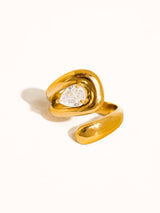 Ronnie 18K Gold Non-Tarnish Wrap CZ Ring: Yellow Gold