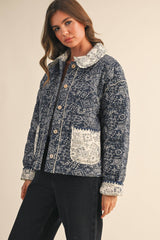BANDANA PRINT JACKET: Navy / L