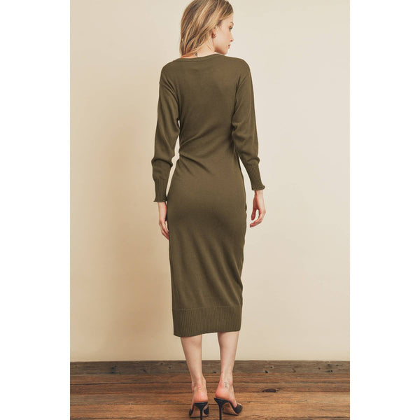 Stay Close Tortoise Buckle Knit Dress