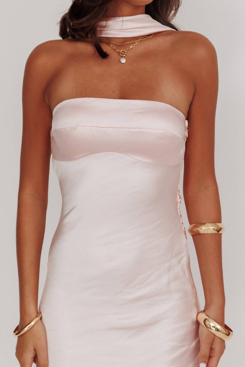 HALTER SATIN MAXI DRESS