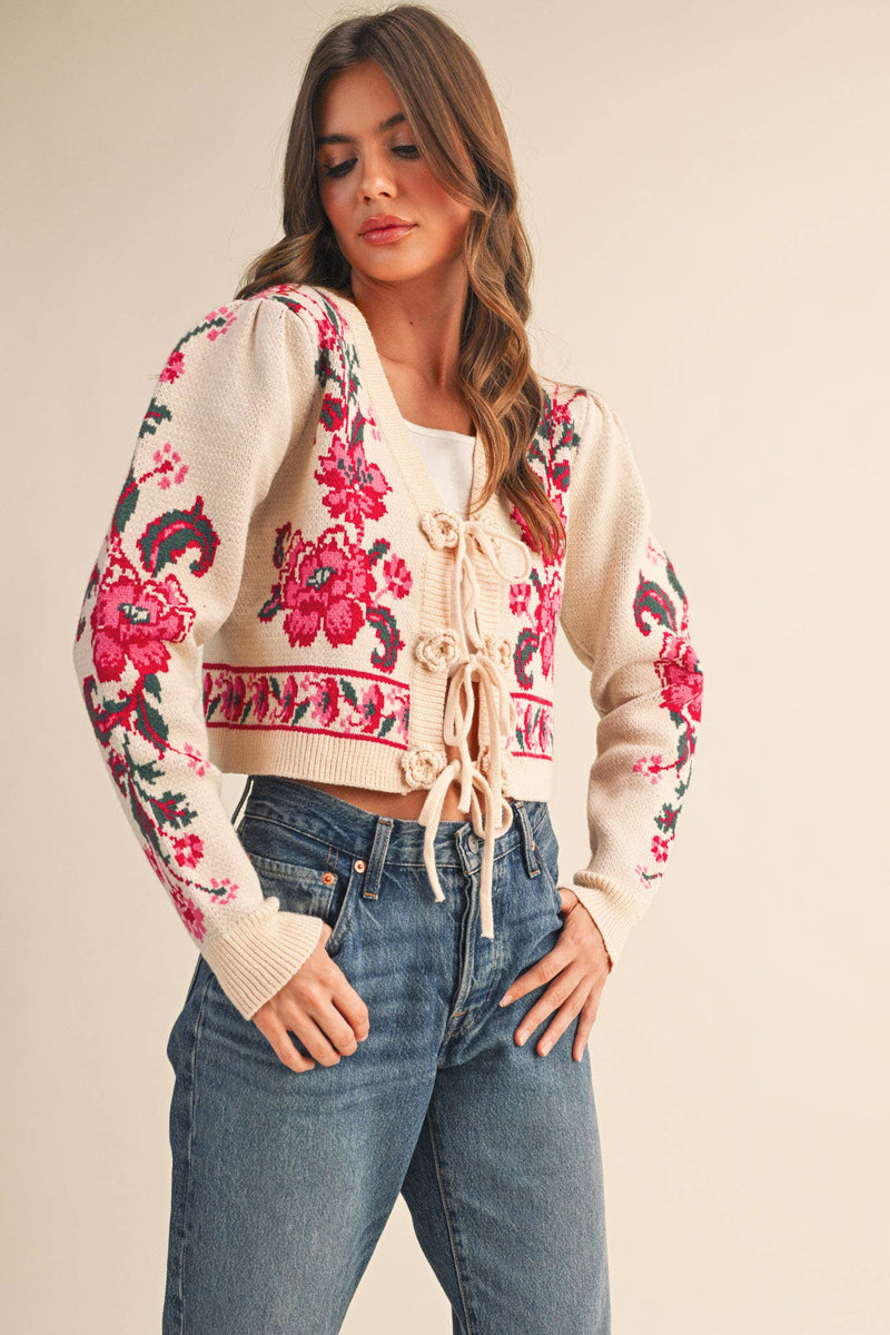 TIE-FRONT CARDIGAN: S