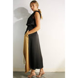 TOP AND COLOR BLOCK SKIRT: WINE / M
