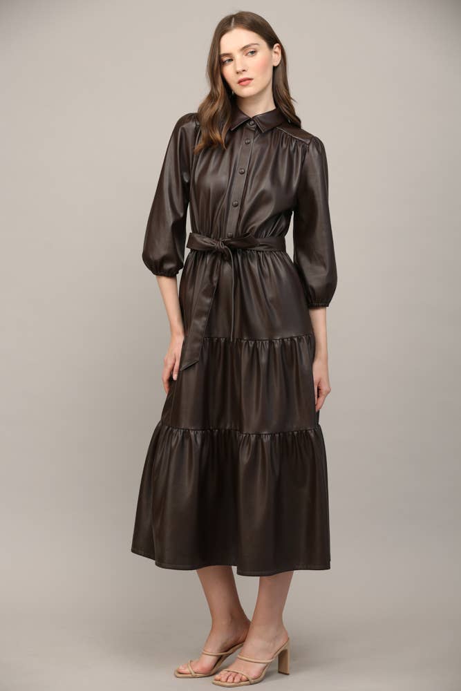 TIERED MIDI DRESS: ECRU / L