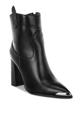 Hatter Pointed Toe Faux Leather Boots: Black / US-8.5 / UK-6.5 / EU-39.5