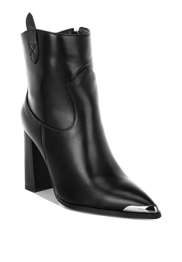 Hatter Pointed Toe Faux Leather Boots: Black / US-10 / UK-8 / EU-41