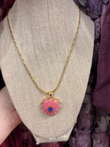 rose pink colorful heart pendant necklace