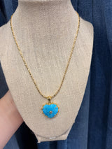 blue colorful heart pendant necklace