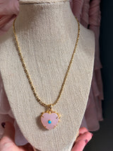 baby pink colorful heart pendant necklace